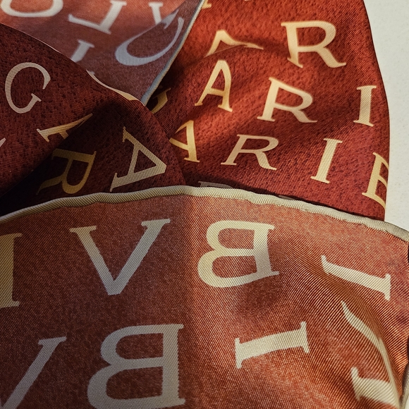 Bulgari Red and Gold Logo Scarf - Picture 6 of 6